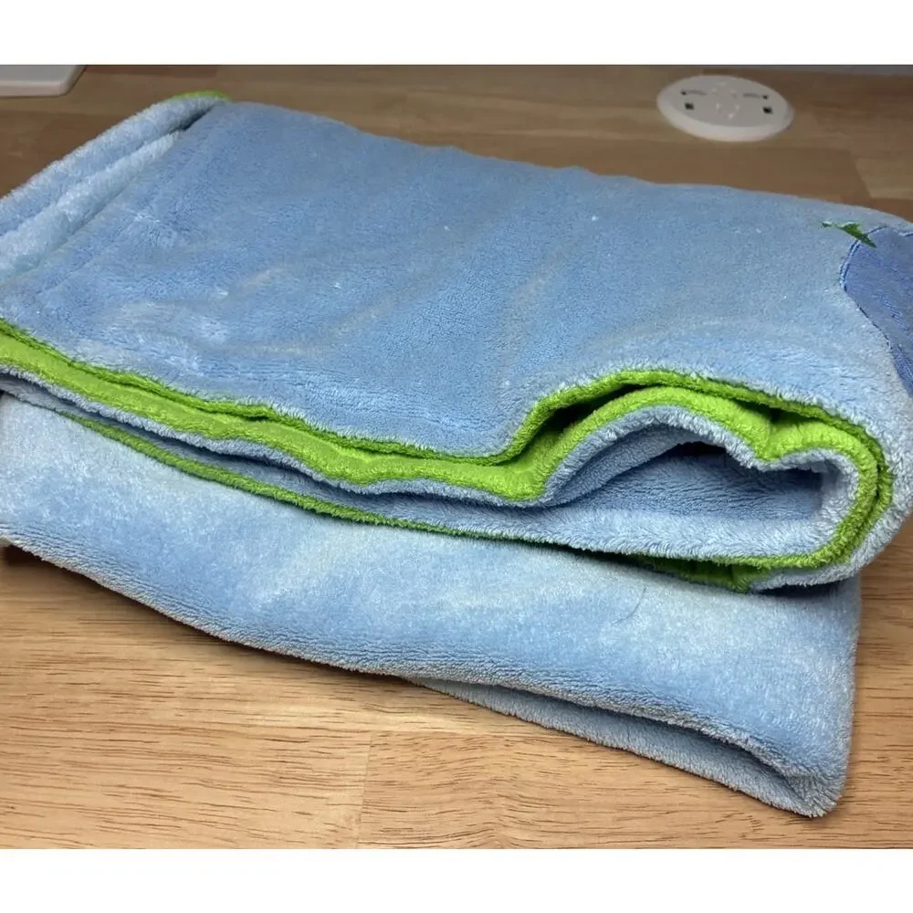 Taggies Blue Monster Baby Blanket Green Plush Security Lovey 30x40